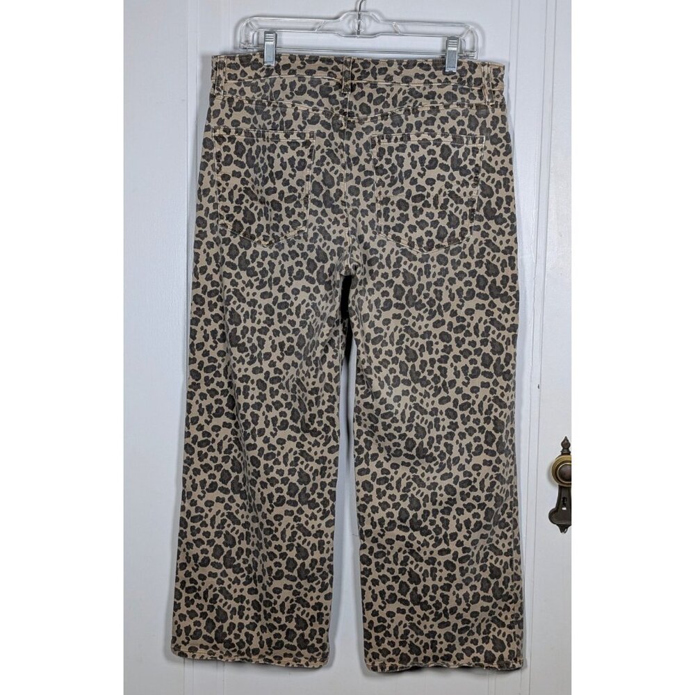 American Eagle Stovepipe Jeans Womens Size 12 Reg Leopard Print Wide Leg Denim - Picture 2 of 5